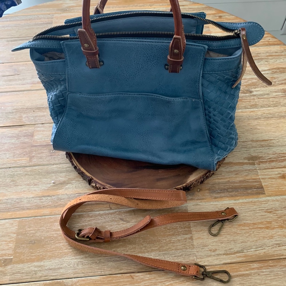 Free People blue leather handbag purse